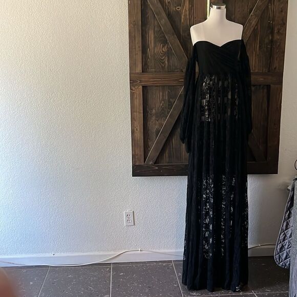 Maternity Lace Photography PhotoShoot Long Sleeve off shoulders High Sl… - Picture 5 of 14